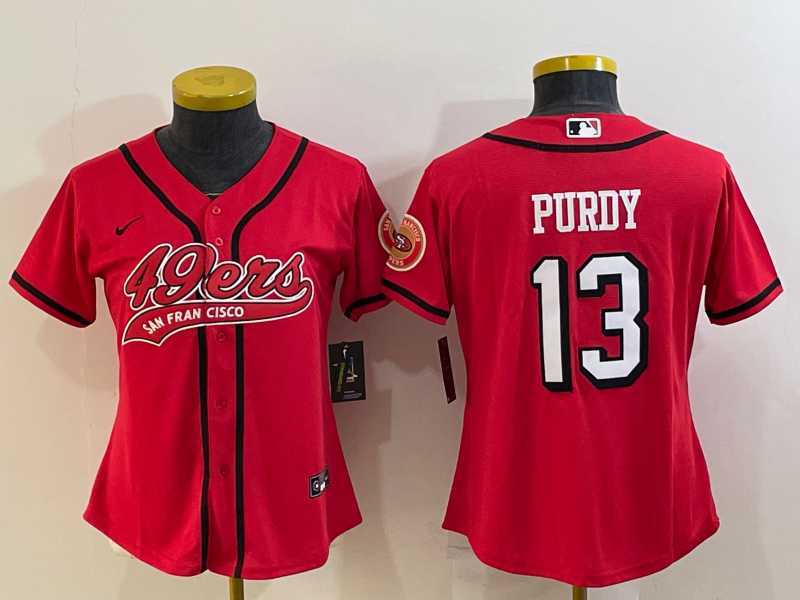 Women%27s San Francisco 49ers #13 Brock Purdy Red Color Rush With Patch Cool Base Stitched Baseball Jersey